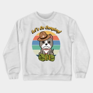 Cute Grey dog wants to go camping Crewneck Sweatshirt